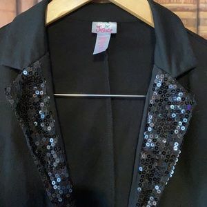Justice soft sequin lapel  open‎ front blazer jacket